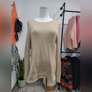 Massimo Dutti Beige Crew Neck Light Sweater